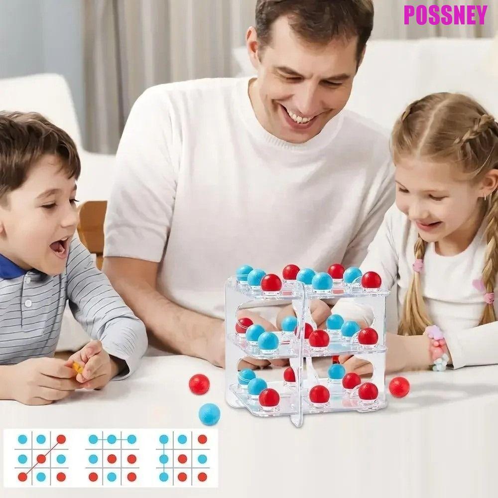 POSSNEY 3D TIC-TAC-TOE เกม,ของเล่นเพื่อการศึกษา 3D Interactive Chess Board เกมของเล่น,ตลกง่ายต่อการเ