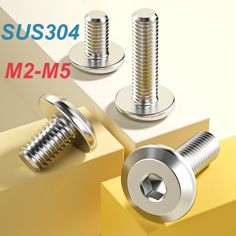 [XM-MB] สกรูลบมุมหัวแบนสแตนเลส 304, M2-M5*L5-70mm, สกรูซ็อกเก็ตหกเหลี่ยมแบนกลม, สกรูเฟอร์นิเจอร์
