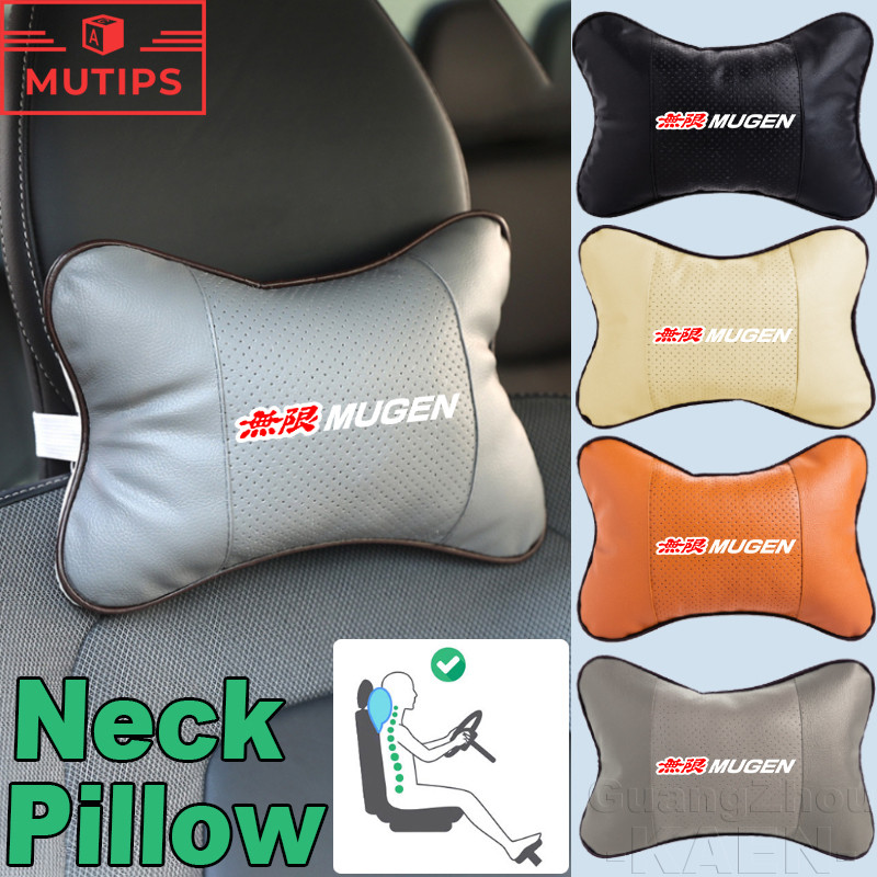 Honda Mugen หนัง หมอนรองคอ Neck Pillow Comfort พนักพิงศีรษะรถยนต์ สนับสนุนการพักผ่อนหัวคอ สำหรับ Civ