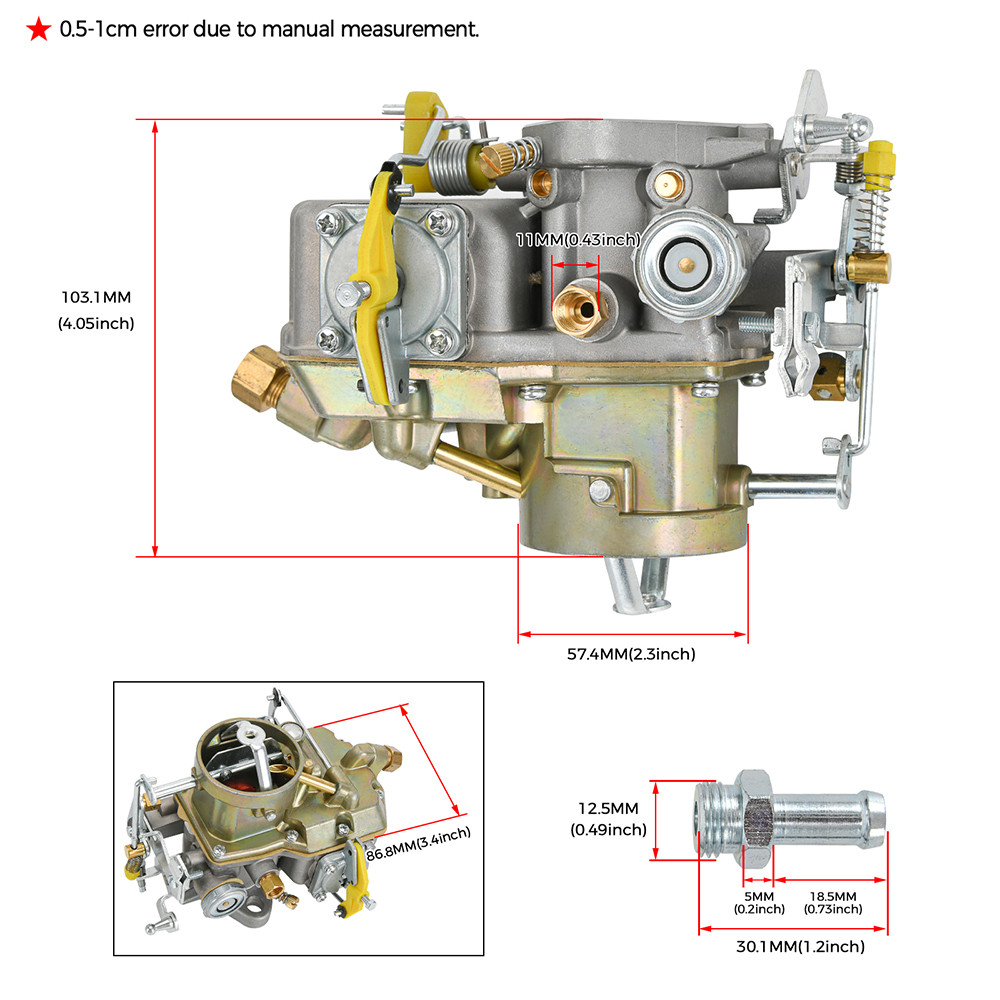 VR Autolite 1100 1-Barrel Carburetor w/ Manual Choke For for Ford Fairlane Straight-6 Engine 223 cu 