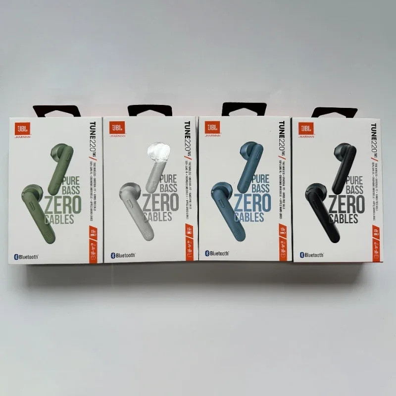 หูฟังบลูทูธไร้สาย JBL Tune 220TWS สำหรับใช้งานกิจกรรมกลางแจ้งและออกกำลังกายพร้อมฝาครอบ