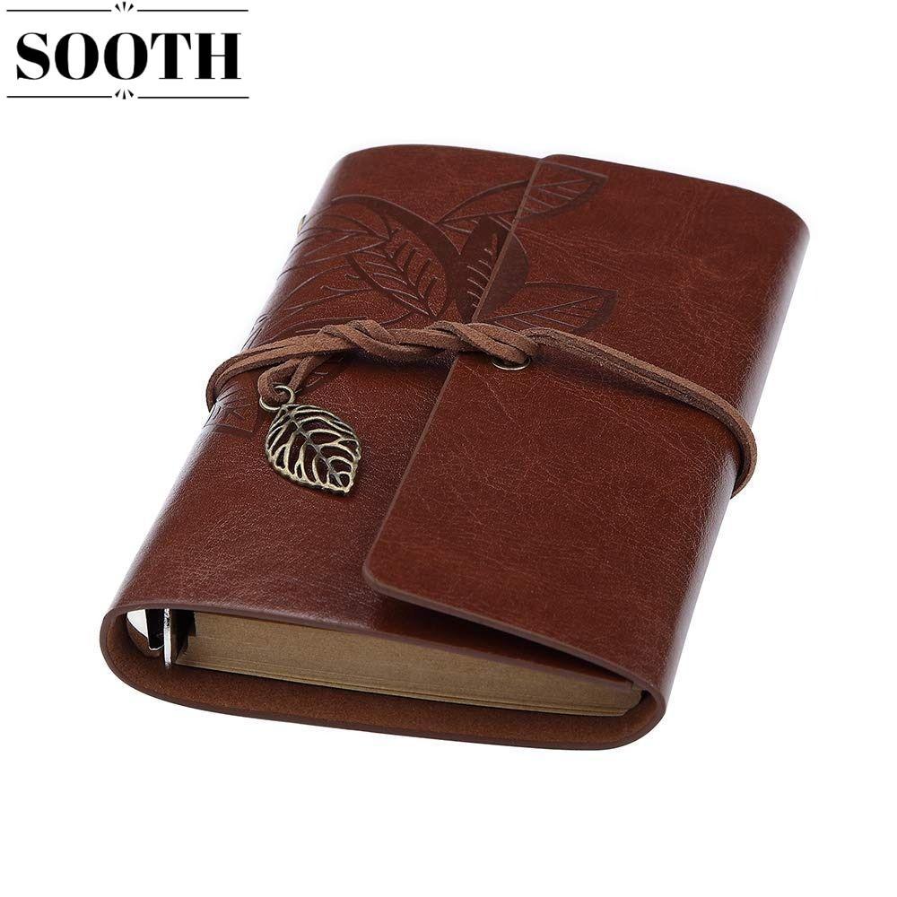 SOOTH Travelers Notebook, Leaf PU Leather Journal Sketchbook, Creative Hand Account Book Home