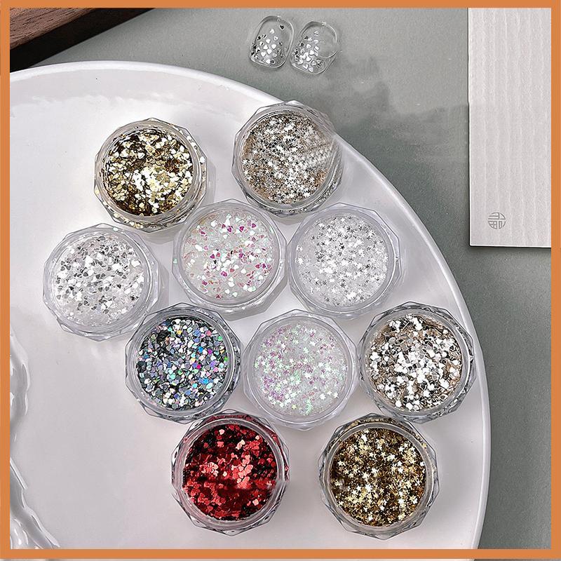 [Further] Mini Sparkling Heart Star Nail Glitter Sparkling Pentagram Nail Decorative Nail Salon Desi