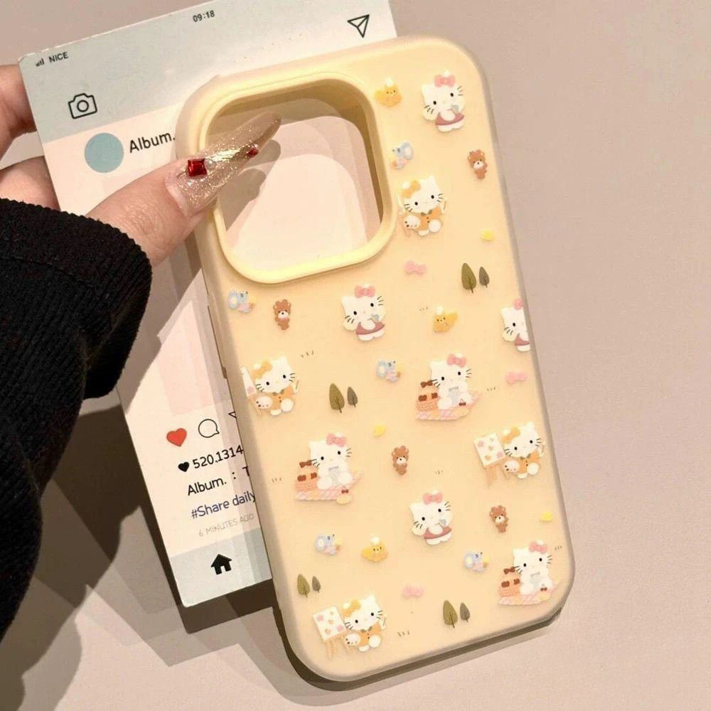 เคสไอโฟน 17 11 สำหรับ iPhone 17 15 13 16 12 14 11 Pro Max 15 14 13 16 Plus XR X XS MAX การ์ตูนหวานคิตตี้ใหม่ 2 in 1 ปก - รูปที่ 2