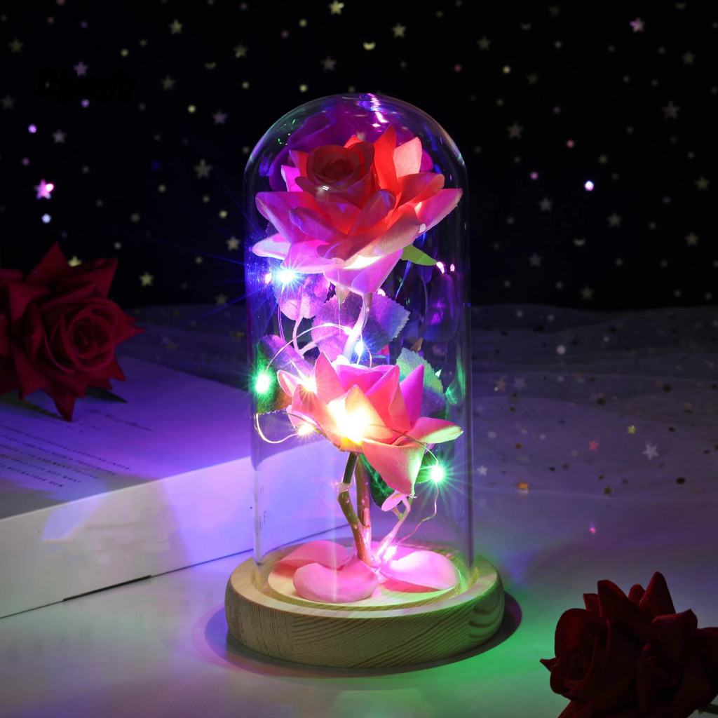 Rose in Dome Led ไม่มีการบํารุงรักษาดอกไม้ของขวัญ Eternal Light-up Rose in Dome ของขวัญสําหรับแม่ภรร