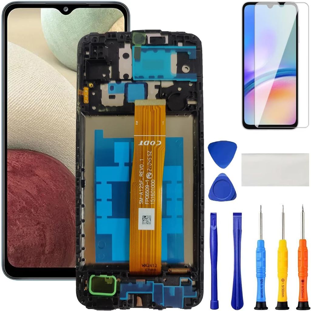 สําหรับ Samsung Galaxy A12 เปลี่ยนหน้าจอพร้อมกรอบสําหรับ Samsung a12 a125u เปลี่ยนหน้าจอ a125a a125w