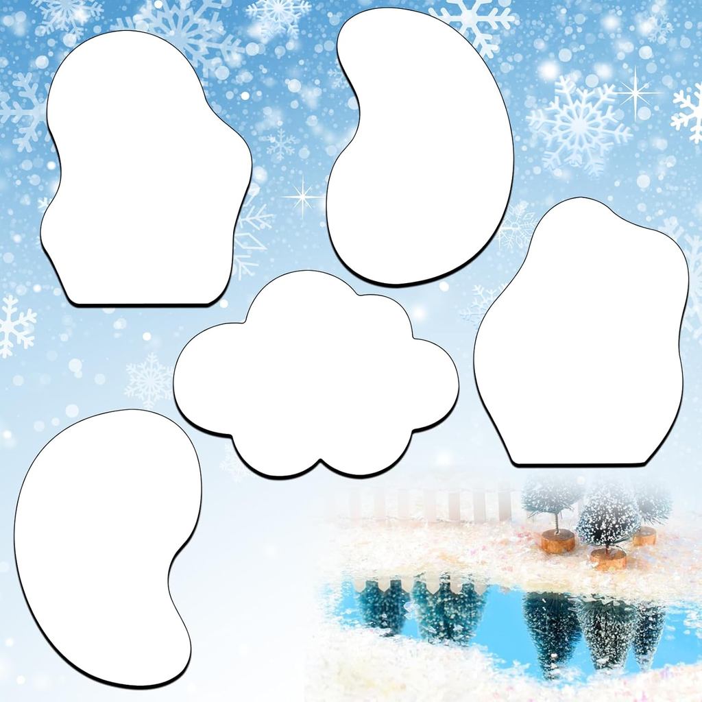 5 แพ็คขนาดใหญ่คริสต์มาส Village Mirror Lake ตกแต่งวันหยุด,9.3 นิ้ว Village Mirror Lake อุปกรณ์ภูมิทั