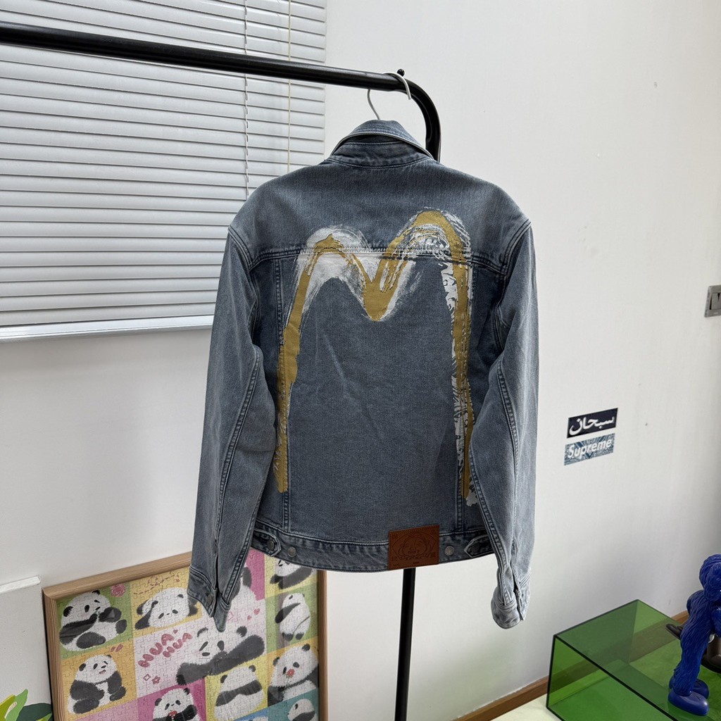 Evisu New Style Seagull Print Loose Denim Jacket Men