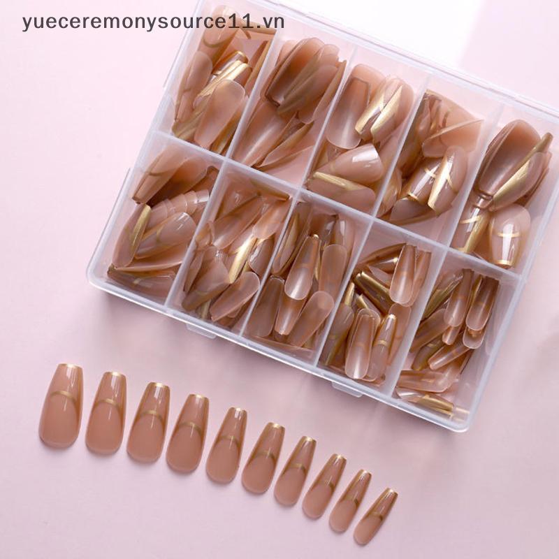 YS 120/240/360 ชิ้น/กล่อง Glossy Soft Gel Pink French Nail Tips Medium Almond White Simple Press On 