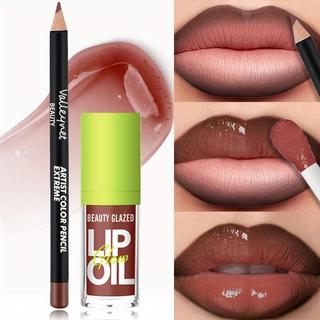 B1T1 Lip Combo Non-Sticky Moisturizing Lip Oil & Lip Liner Set | Natural Nude, Long-Lasting Liquid Lip Gloss for Women