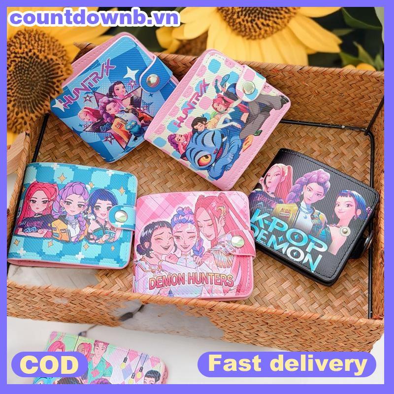 CO 1 ชิ้น Kawaii PU หนังกระเป๋าเหรียญ Anime Demon Hunters น่ารักกระเป๋าสตางค์ผู้หญิง Kawaii กระเป๋าส