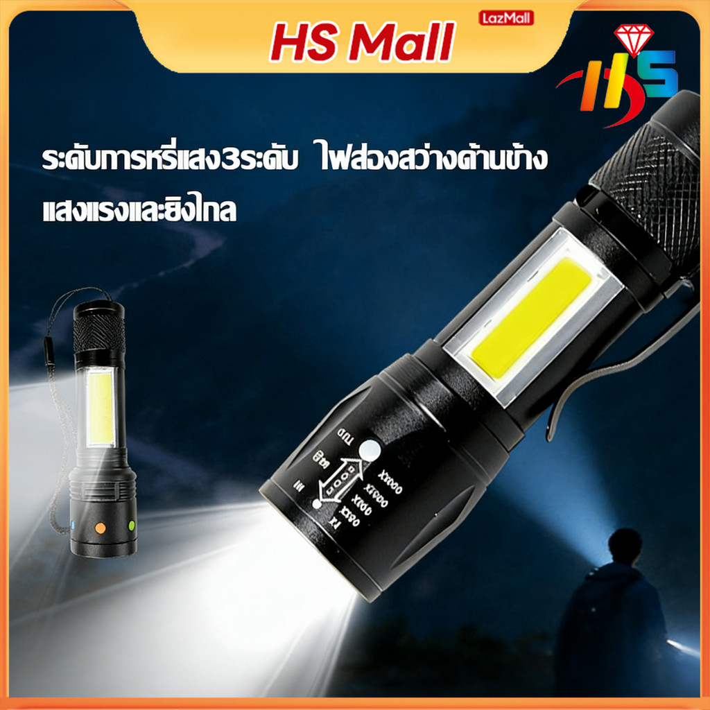 ไฟฉายพกพามินิ ชาร์จUSB แรงสูงความสว่างสูง ใช้งานได้ทุกสถานที่เลย