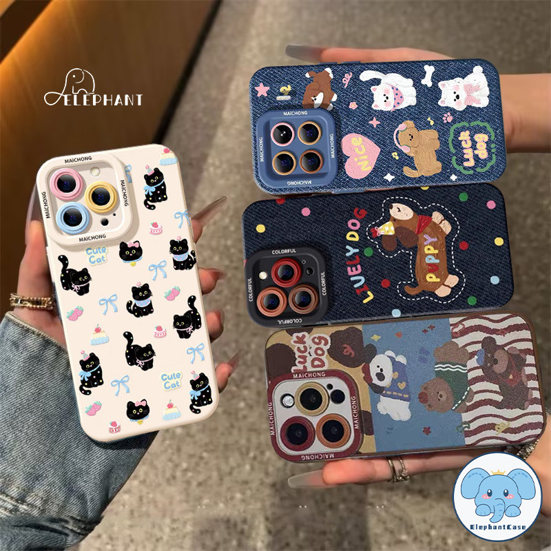 สำหรับ IPhone 17 16 15 11 air 13 12 14 Pro Max 7 16 14 8 15 Plus XR XS X Max ลายจุด ลูกหมา ลูกแมว ดาว โบว์ ดัชชุน ปก – โปรปัง