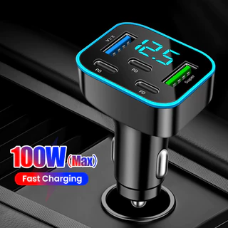 ที่ชาร์จในรถยนต์แบบ 5 พอร์ต 66W ชาร์จเร็ว 2USB 3Type C PD QC3.0 อะแดปเตอร์ชาร์จโทรศัพท์ในรถ