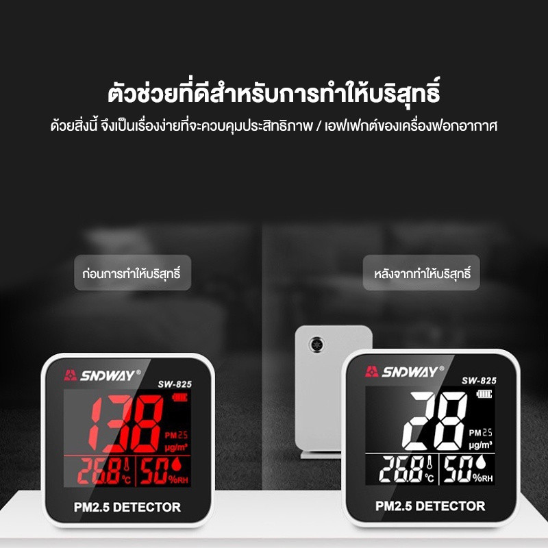 ⚠️ของแท้ 100% ⚠️PM2.5 Detector เครื่องวัดฝุ่น 3in1  วัดค่า PM2.5 อุณหภูมิ ความชื้นในอากาศ เครื่องวัดฝุ่นไร้สาย - รูปที่ 2