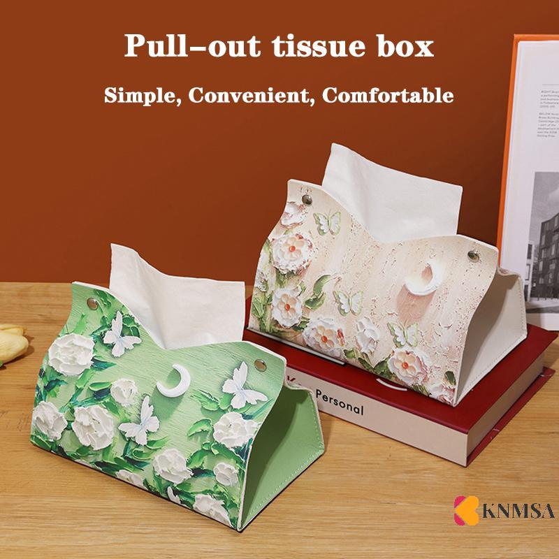 KNMSA] Oil Painting Fashioning Tissue Box Creative Tabletop Napkin Box For Home Living Room คอเต่า N