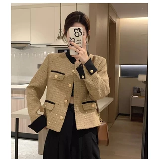 รูปแบบใหม่ ผู้หญิง มินิมอล เสื้อทวิต ออกงาน สไตล์คุณหนูเศร้า เสื้อแจ็คเก็ต สไตล์ชาเนล พร้อมส่ง 🌈