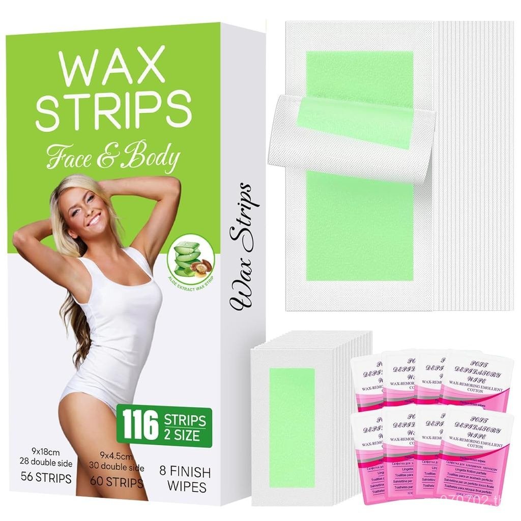 116PCS Wax Strips for Hair Removal, Facial Hair Removal For Women At Home Waxing Kit for Women Face 