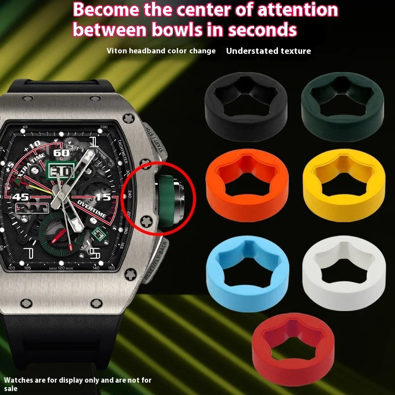 สําหรับ RM Richard Mille สาย RM011 rm030 055 rm059 ห้าชี้ดาวอุปกรณ์เสริมที่มีสีสันฟลูออรีน FKM แหวนย