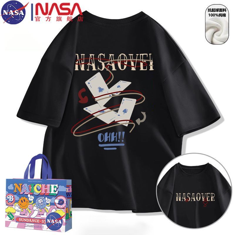 เกาหลี 2026NASA American Street Wear เสื้อยืดแขนสั้นผู้ชาย 2025 ฤดูร้อนสไตล์ใหม่ ins อินเทรนด์ Niche