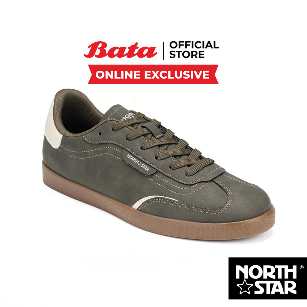 Online Exclusive Bata บาจา North Star รองเท้าผ้าใบสนีคเกอร์ แบบผูกเชือก สำหรับผู้ชาย รุ่น STRIKER สีเขียว 8207178