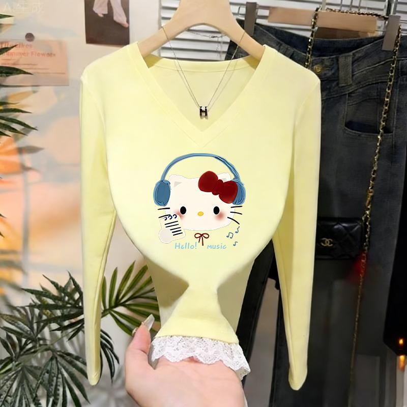 เสื้อผ้าผู้หญิงแขนยาว S-2XL ดีไซน์ตัดสีต่างกัน รูปร่างสวมฟิต คอวี ให้ความอบอุ่นและสบายในฤดูหนาว - รูปที่ 3