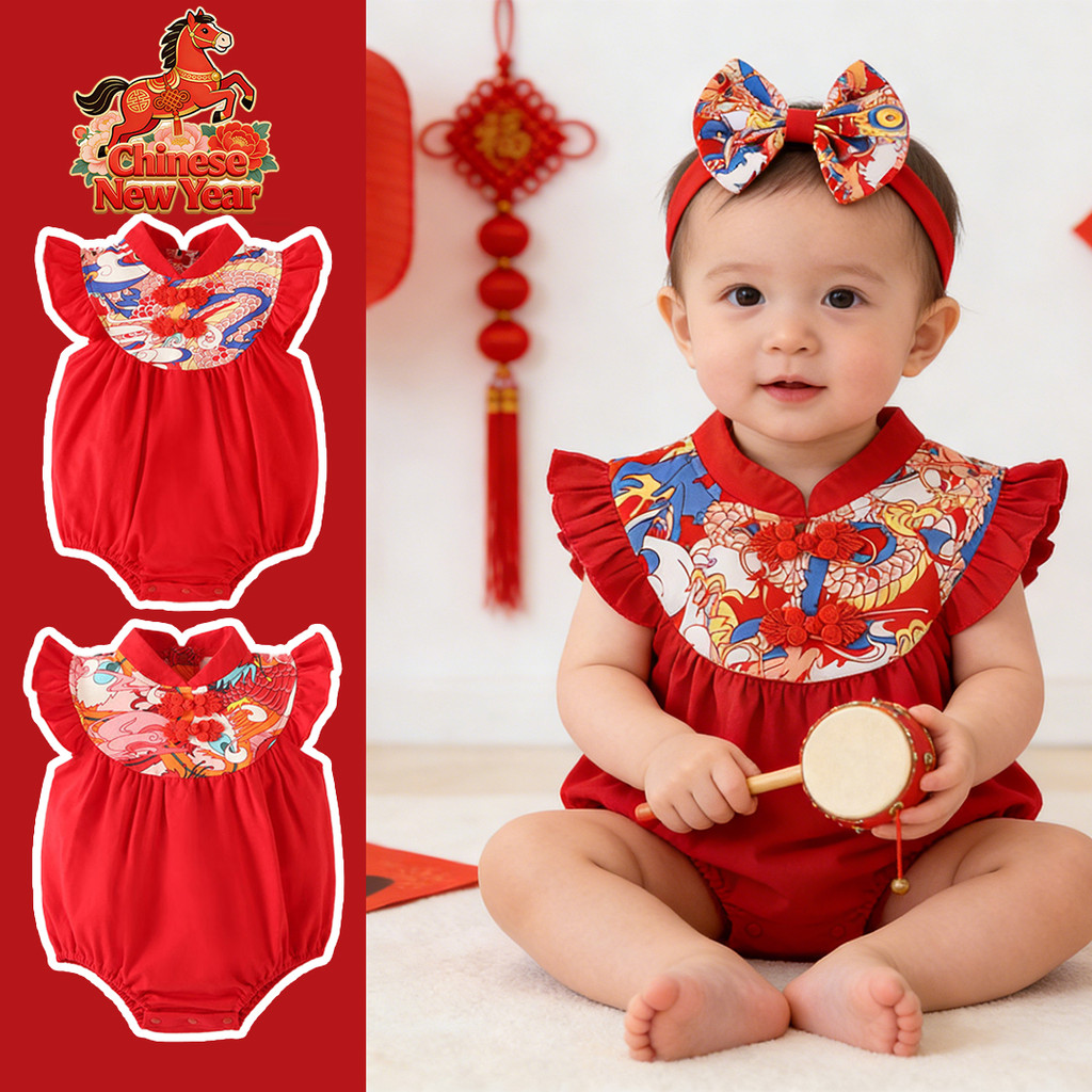 Cny ตรุษจีนเสื้อผ้าแบบดั้งเดิม ชุดจั๊มสูทเด็กแรกเกิด กี่เพ้าย้อนยุคจีน เสื้อผ้าชาติพันธุ์แบบดั้งเดิมที่หรูหราเสื้อผ้าวันเกิดทารกแรกเกิด