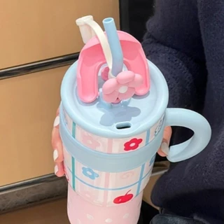 COD แก้วเก็บอุณหภูมิ ขนาด 700/1200ML วัสดุสแตนเลส 316 Rainbow Cup มีที่จับ เก็บความร้อนและความเย็นได้นาน