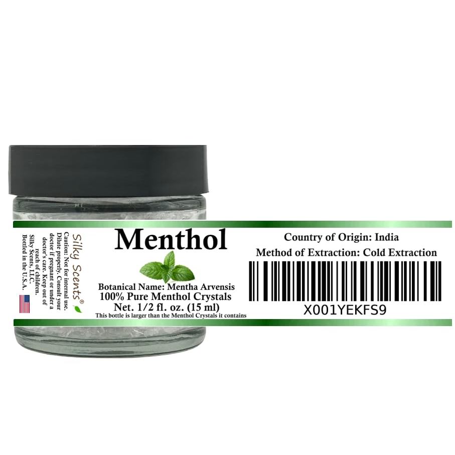 15 ML (0.5 FL OZ) พรีเมี่ยม เมนทอล คริสตัล ออร์แกนิคแท้ 100% และธรรมชาติในโถแก้ว