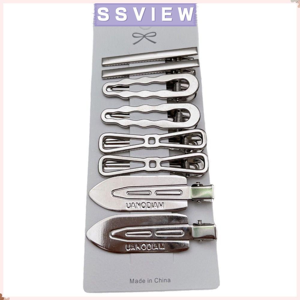 STILLSAVIEW เซ็ตเครื่องประดับผม 8 ชิ้น สไตล์Vintage Silver สำหรับคนชอบความเก๋ไก๋ Y2K กับ Retro Duckb
