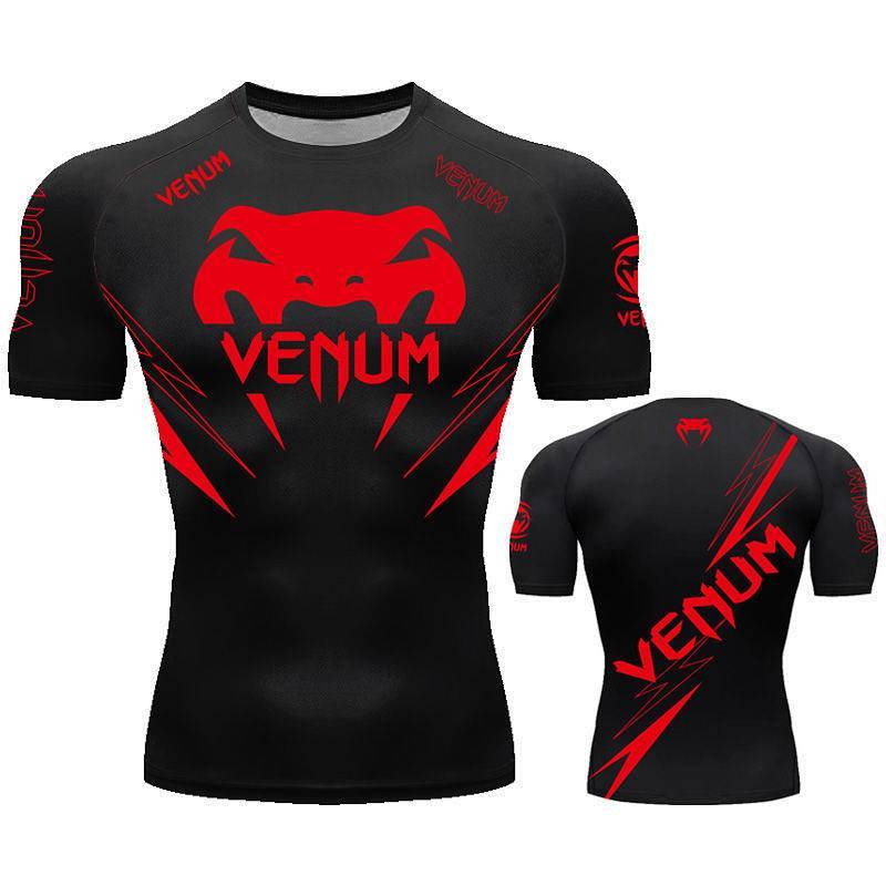 [New] Printed Fight Boxing Training Sports Fighting T-shirt Short Sleeve Quick-Drying Fitness Breath