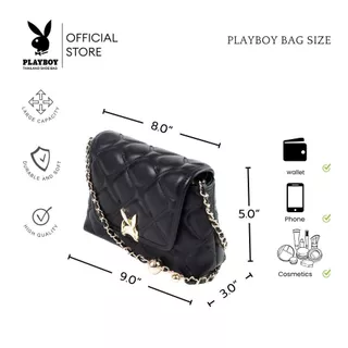 PLAYBOY รุ่น Cira Flap Bag(O)กระเป๋าสะพายข้างผู้หญิง รหัส ST-BS262PB159 ดีไซน์หนังบุนวมทั้งใบ มี 2 สี