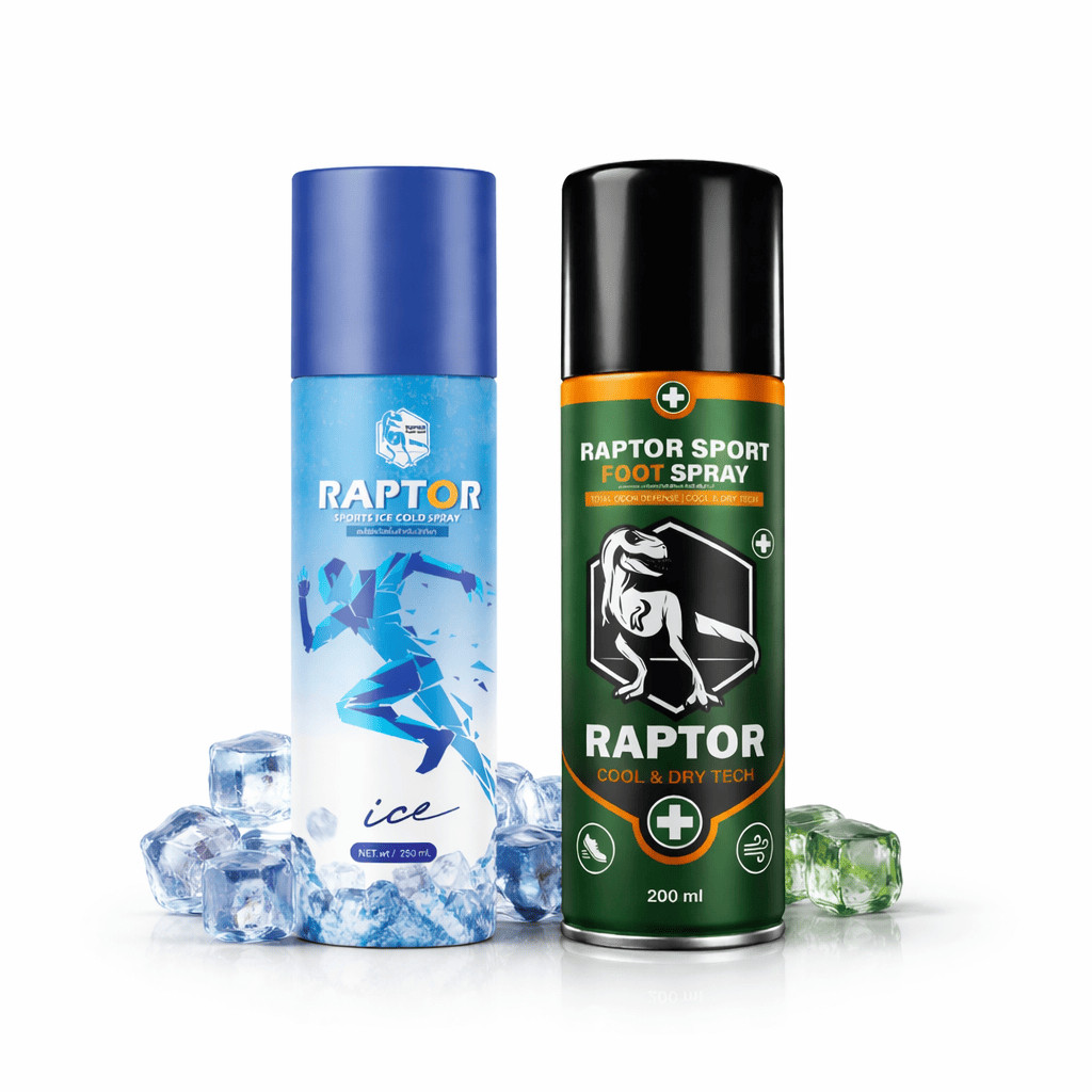[แพ็คคู่สุดคุ้ม!] RAPTOR สเปรย์ฉีดเท้า&รองเท้า + สเปรย์เย็นสูตรสปอร์ต  เย็นสดชื่น มั่นใจทุกกิจกรรม