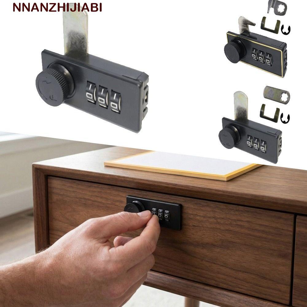 NANZHIJIABI Mechanical COMBINATION Lock, 3 หลักลิ้นชักขนาดกะทัดรัด Turntable รหัสผ่านล็อค, ล็อครักษาความปลอดภัย Anti-Theft Anti-Cormion Keyless Dial COMBINATION ล็อคตู้เก็บเอกสาร
