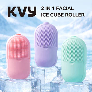 KVY 2 In 1 Facial Ice Cube Roller #Purple ซิลิโคนน้ำแข็งนวดหน้า สีม่วง เควีวาย ช่วยลดบวม กระชับรูขุมขน.