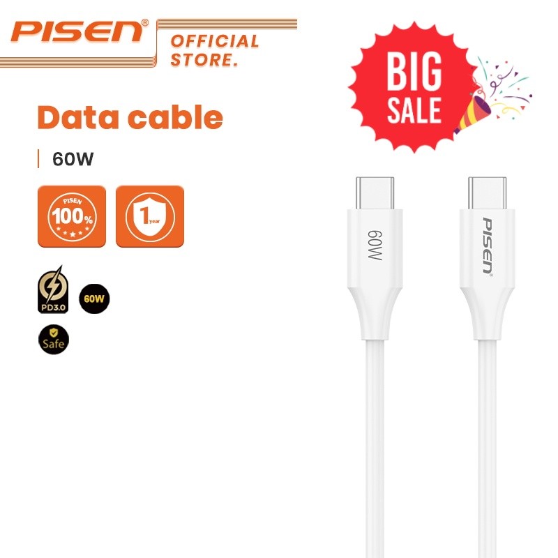 PISEN PD100W PD60W Type C to Type C Cable Fast Charger PD01 PD02