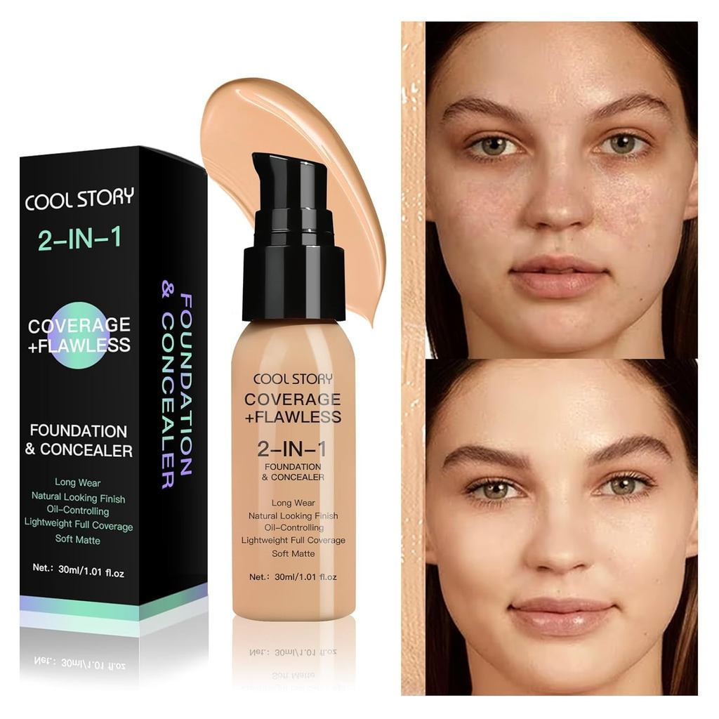 รองพื้นและคอนซีลเลอร์ 2 in 1 Long-Lasting Makeup Holding Natural Matte Effect Light CONCEALER (Pa La