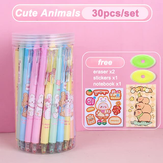ปากกากดลบได้ 30 ชิ้น/กล่อง เจลน้ำเงิน ลายการ์ตูน ปากกาลบได้ เครื่องเขียน ปากกาเจลลบได้ พร้อมส่งในไทย🚚