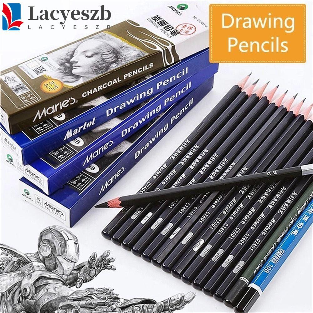 LACYESZB 12 ชิ้นดินสอ 12B 14B Soft Charcoal 12 ชิ้น/กล่อง 3B 4B 5B 6B อุปกรณ์การเรียนดินสอสีดํา 2B ด