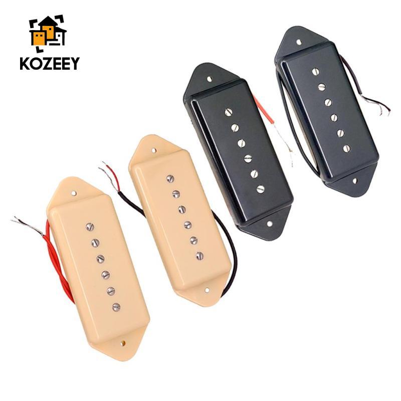 [KOZEEY] 2 ชิ้น Soapbar P90 ปิ๊กอัพกีต้าร์คอและสะพานสําหรับ LP กีตาร์ไฟฟ้าสีดํา