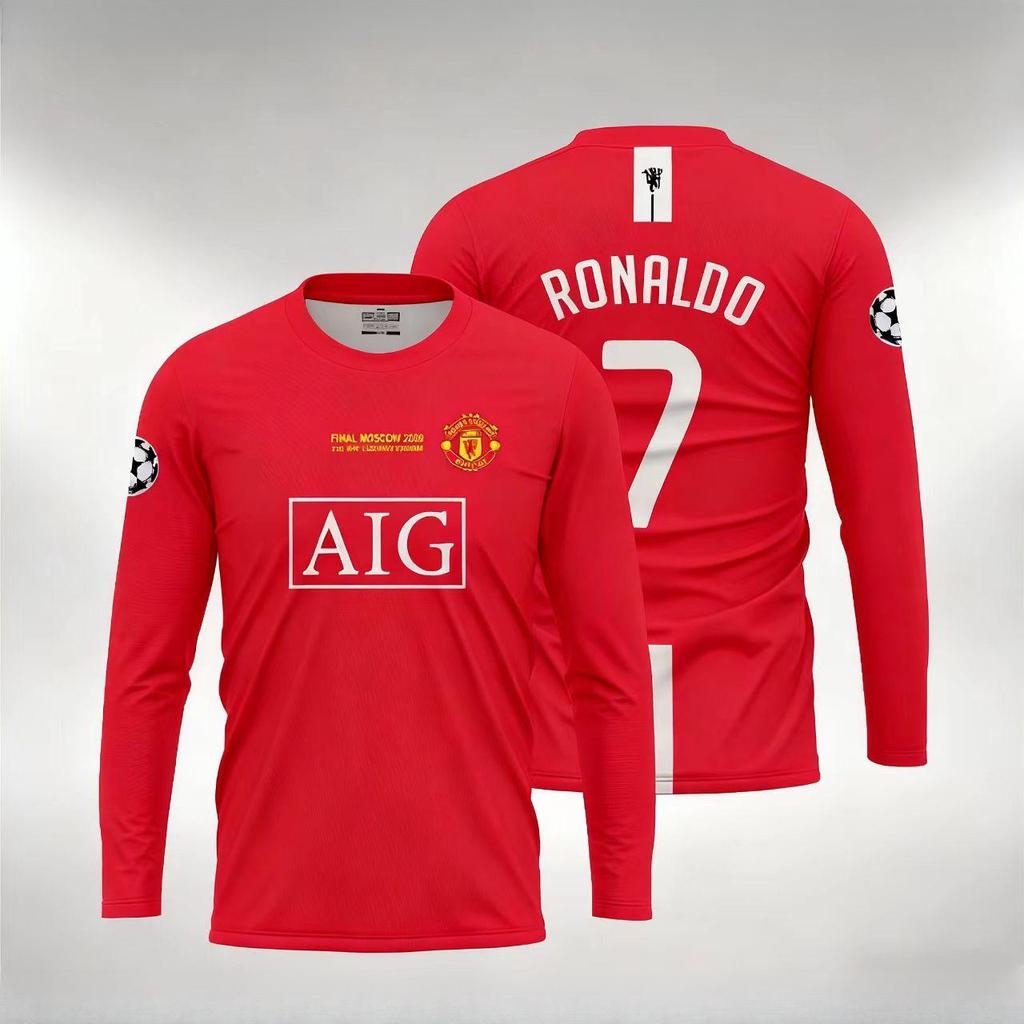 เสื้อเหย้า RONALDO MU ปี 2007 และ 2008 พิมพ์ลายเต็ม เสื้อแขนยาว