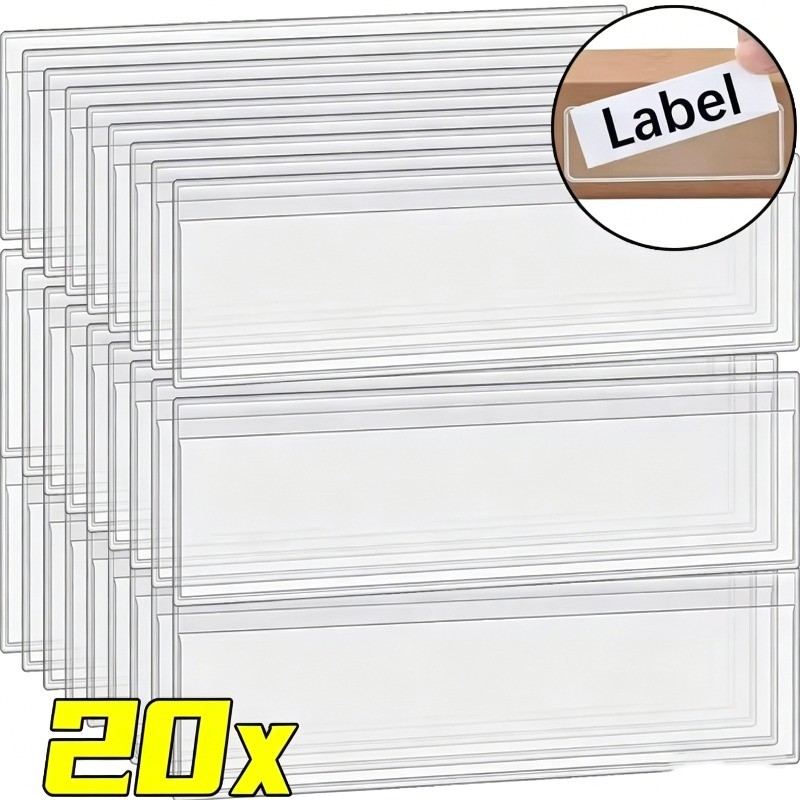 4-20 ชิ้น Office Shop Library กาวผู้ถือฉลาก - PVC Clear Index Card Pocket - กันน้ํากันฝุ่น