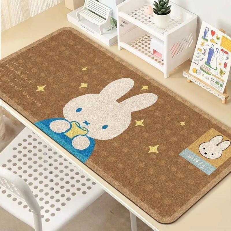Simple Miffy แผ่นรองเมาส์ขนาดใหญ่โต๊ะโต๊ะเรียนคีย์บอร์ดแผ่นรองโต๊ะดูดซับน้ํากันลื่นง่าย