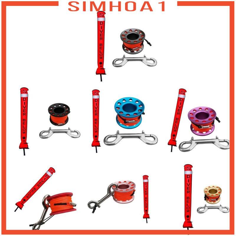 [Simhoa1] Scuba Diving SMB Safety Sausage Marker Buoy Signal Dive Reel - กะทัดรัด พกพาและทนทาน