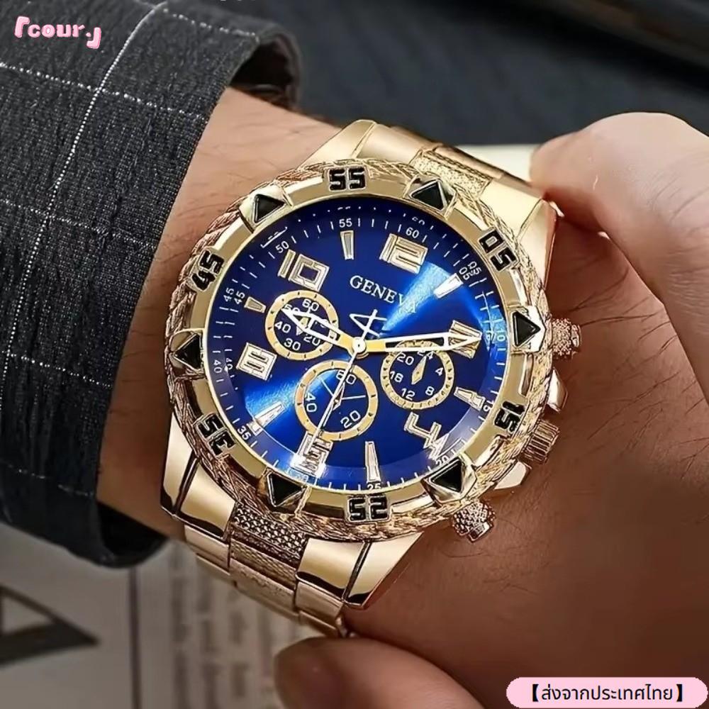 จัดส่งจากประเทศไทยCOUR นาฬิกาควอตซ์, Casual สแตนเลสสตีลนาฬิกาข้อมือผู้ชาย,หน้าปัดขนาดใหญ่นาฬิกาธุรกิจหรูหรา