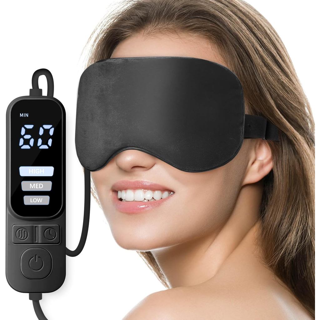 Ezona Heated Eye Mask, Warm Eye Compress Mask, USB Electric Eye Heating Pad อุณหภูมิ & Timer Control