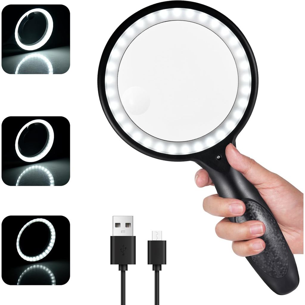 แว่นขยายพร้อมไฟ, แว่นขยาย 30x 60x สําหรับไฟอ่านหนังสือ - 33 LEDs แว่นขยายแว่นขยายพร้อมไฟ