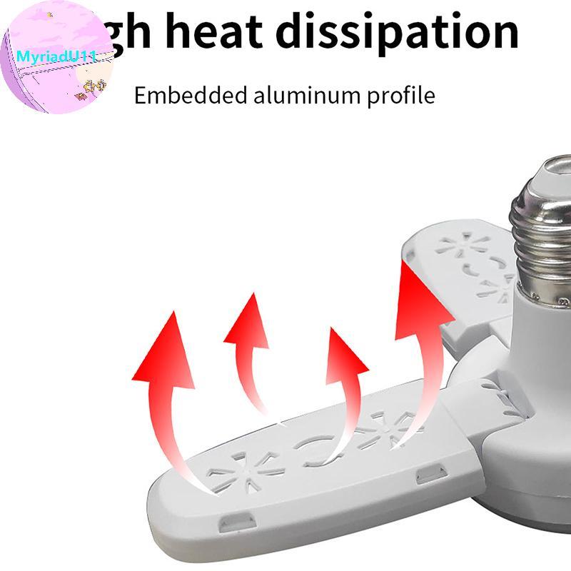 MyriadU 1PC E27 หลอดไฟ LED ในร่มหลอดไฟพัดลม Leaf Super Bright ตกแต่งบ้านห้องนั่งเล่นจัดแต่งทรงผมโคมไ