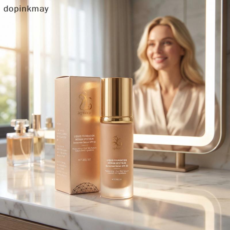 Dopinkmay 4 In 1 Foundation Liquid Hydrating Medium Full Coverage คอนซีลเลอร์ Longwearing กันน้ํา Fo