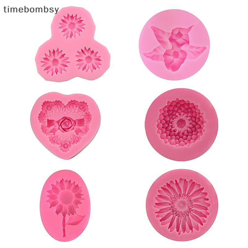 (เวลา) 3D Daisy Lily ดอกไม้แม่พิมพ์ซิลิโคนเรซินแม่พิมพ์ช็อกโกแลตเค้ก Fondant ตกแต่งเบเกอรี่เครื่องมือครัวขนมทําสบู่ DIY ของขวัญ (TH)